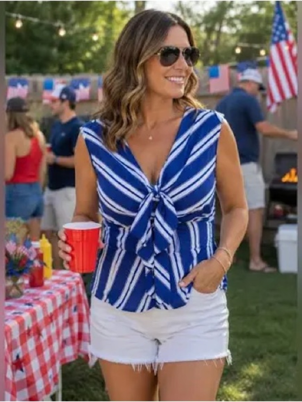 J. Crew Tie-front Top in Crepe de Chine - blue, white - NWT - size 4 or 12
